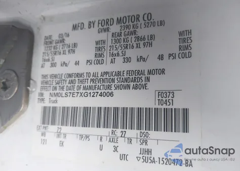 2016 Ford Transit Connect Xl from USA, damaged, VIN NM0LS7E7XG1274006